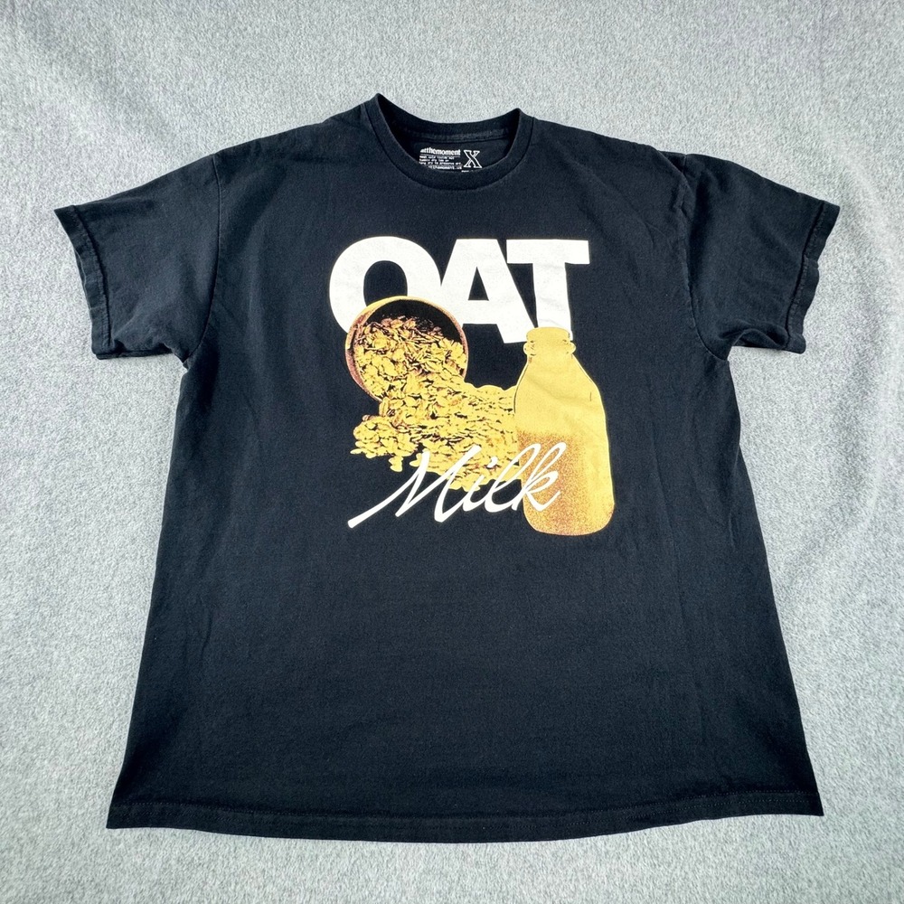 ATTHEMOMENOAT MILK T Shirt Mens M Black Cotton Urban Outfitters Non Dairy
